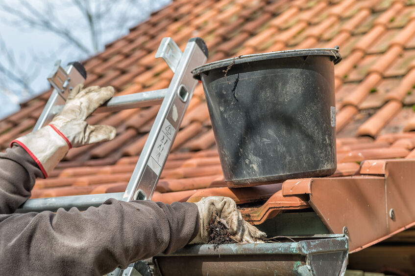 Spring gutter cleaning